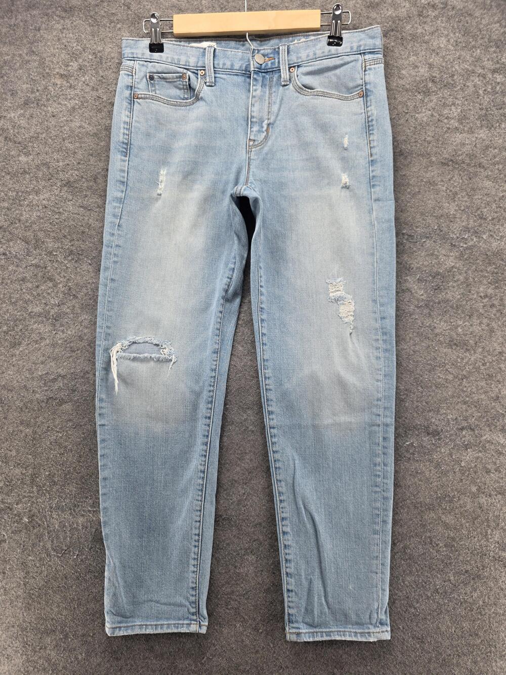 Gap Jeans Womens 27 Blue Boyfriend Light Wash Distressed Stretch 27.5 Inseam